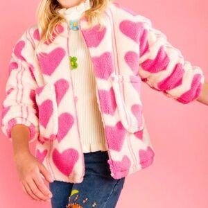 Lola + The Boys Fuzzy Hearts Jacket size 6